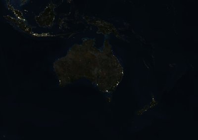 Oceania at Night, True Colour Satellite Image by Unknown